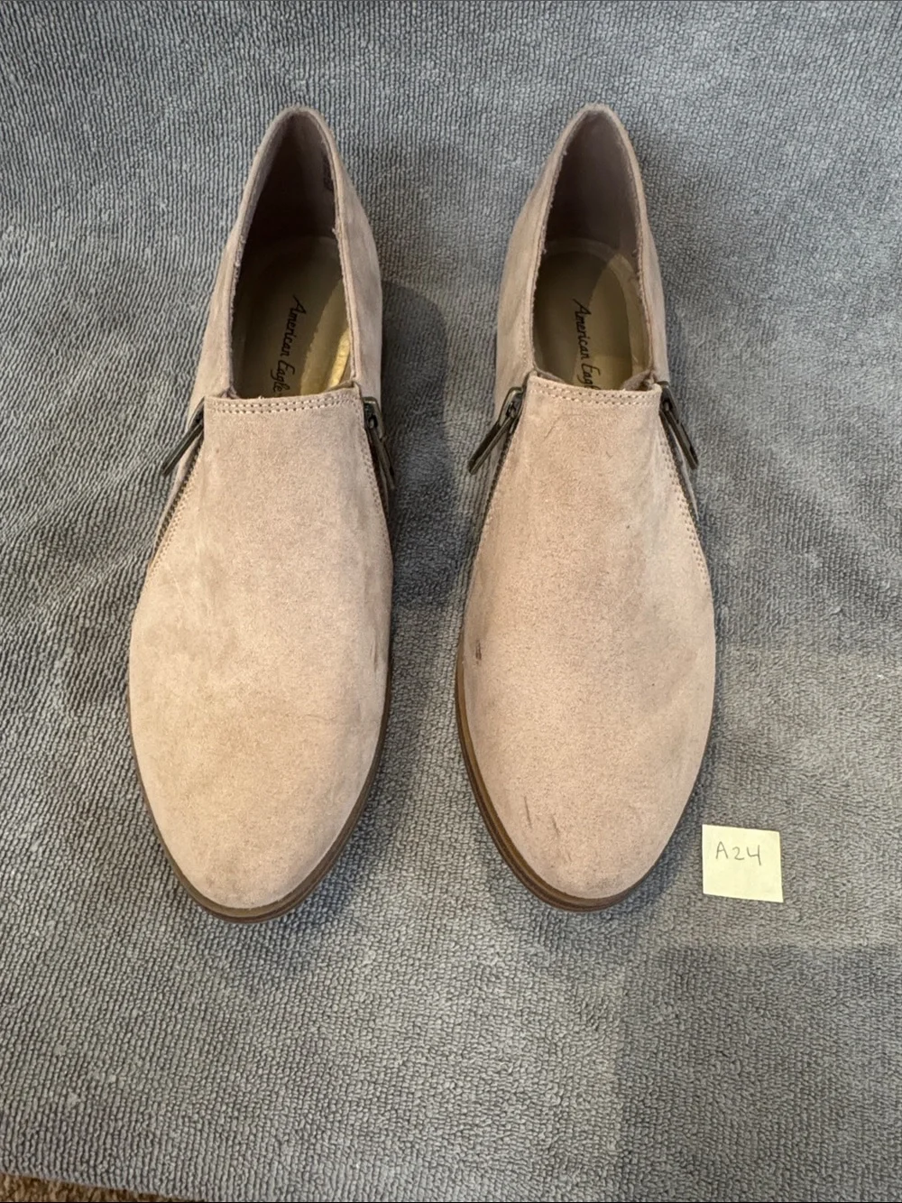 American Eagle Women's Double Zipper Faux Suede Slip-On Ankle Shoes